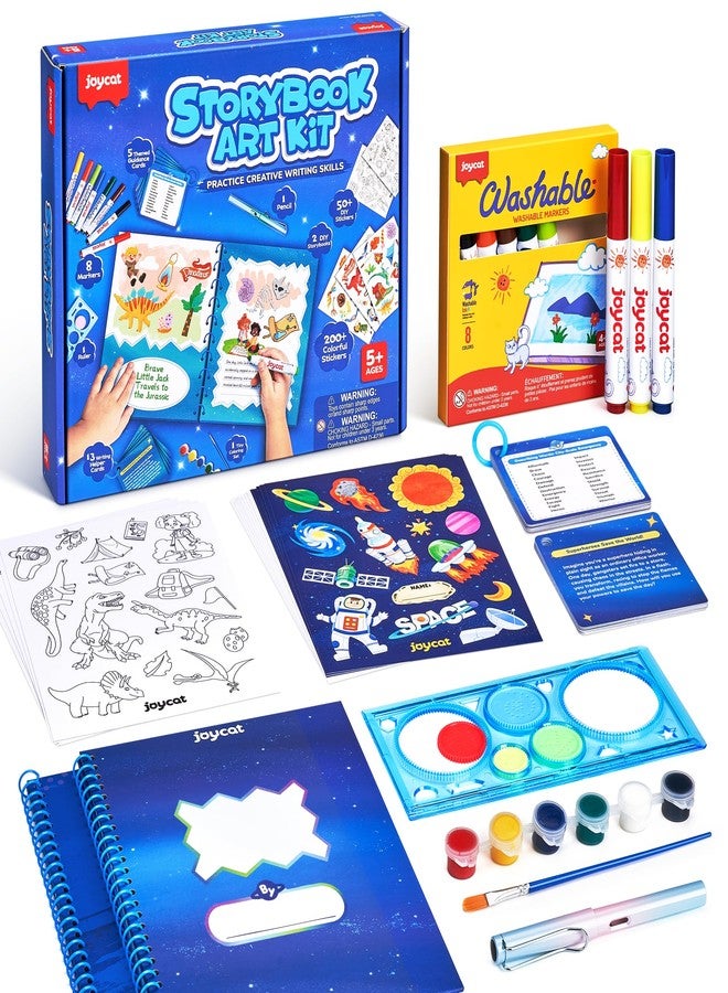 JoyCat Adventure Storybook Art Kit, Creative Writing & Drawing Activity Kit, Write Your Own Book, Art Kit for 6-9, DIY Craft, Scrapbooking & Journal Supplies, Hardcover Comic Book Making Kit with Spirograph - Image 1